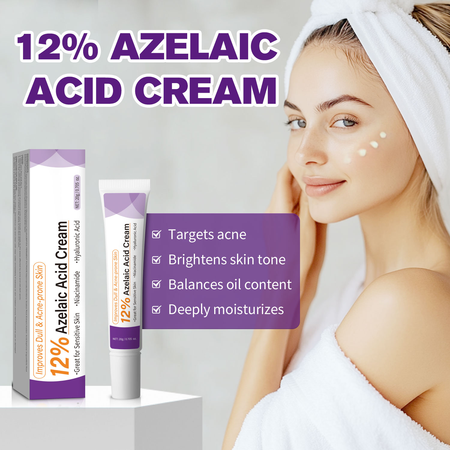 Azelaic Acid Cream - Crème à l'acide azélaïque douce améliore